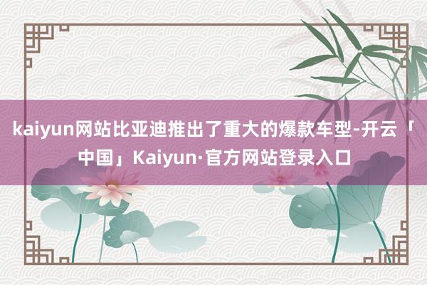kaiyun网站比亚迪推出了重大的爆款车型-开云「中国」Ka