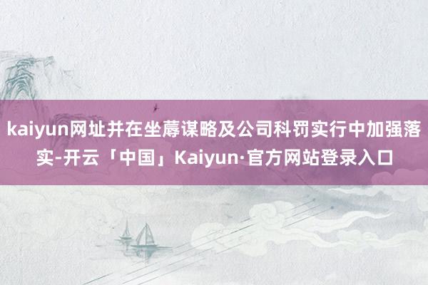 kaiyun网址并在坐蓐谋略及公司科罚实行中加强落实-开云「