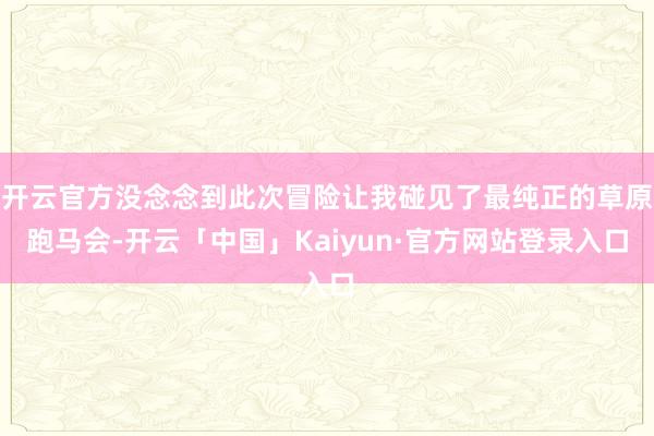 开云官方没念念到此次冒险让我碰见了最纯正的草原跑马会-开云「